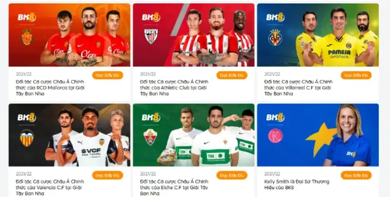 BK8 tài trợ nhiều CLB hàng đầu