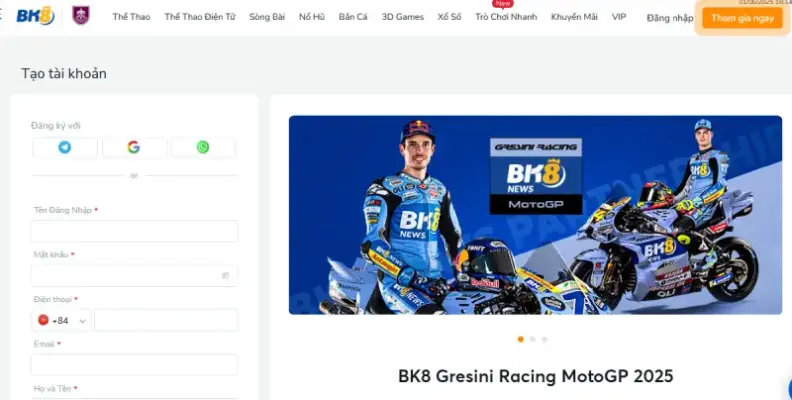 Đăng ký BK8 ngay để cá cược an toàn