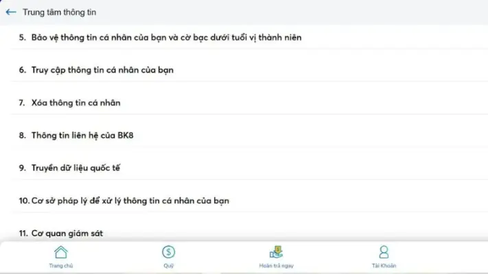 Người chơi có quyền được nhà cái cung cấp thông tin chi tiết