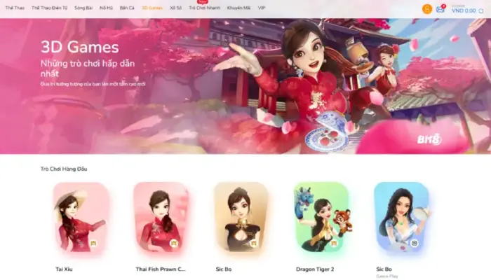 Thế giới game 3D BK8 đa dạng